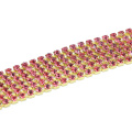 Sparkly Rose Crystal Coudre sur Strass Fermer Gold Cup Chain Trim pour l&#39;habillement, G0105